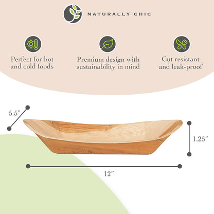 Palm Leaf Sample Pack [ 40 Pack ] - Includes 2.5" and 3" Inch Dipping Bowls, 6" round and Square Plates, 7 and 10 Inch Bamboo Plates, 9X6 Mini Trays and 12 Inch Boat Trays