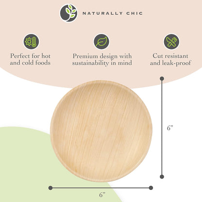Palm Leaf Sample Pack [ 40 Pack ] - Includes 2.5" and 3" Inch Dipping Bowls, 6" round and Square Plates, 7 and 10 Inch Bamboo Plates, 9X6 Mini Trays and 12 Inch Boat Trays