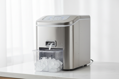 Compact Countertop Ice Maker Machine in Stainless Steel